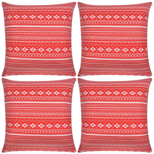 Coberturas de travesseiro 4 pcs Canvas Azteca Impresso Vermelho 40x40 cm