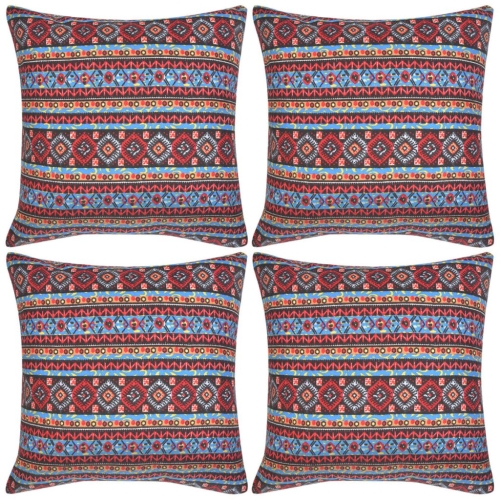 Fundas de almohada 4 piezas de lona Azteca estampadas Multicolor 50x50 cm