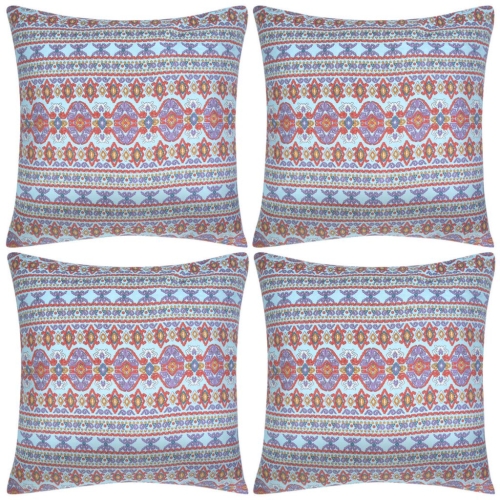 Pillow Covers 4 pcs Canvas Aztec Printed Multicolour 40x40 cm