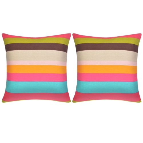 Pillow Covers 2 pcs Canvas Print with Wide Stripes 80x80 cm