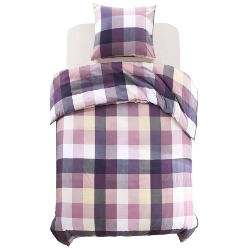 

2 pcs. Bedding Set Purple Checkered 155x200 / 80x80 cm