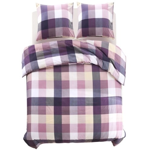 

3-шт. Комплект постельных принадлежностей Purple Checkered 240x220 / 80x80 см