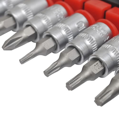 

27-teiliger 1/4" Steckschlüssel- und Bit-Satz mit Ratsche