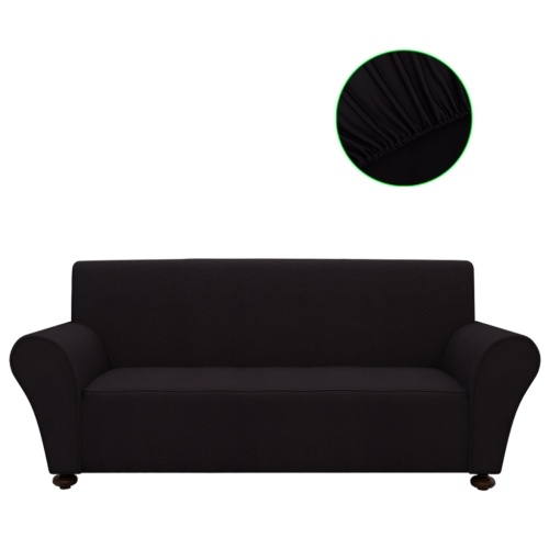 

Stretch Couch Slipcover Black Polyester Jersey
