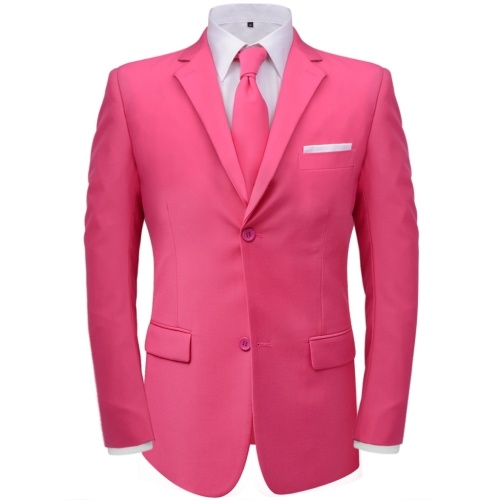 

Men's Two Piece Suit with Tie Pink Size 46