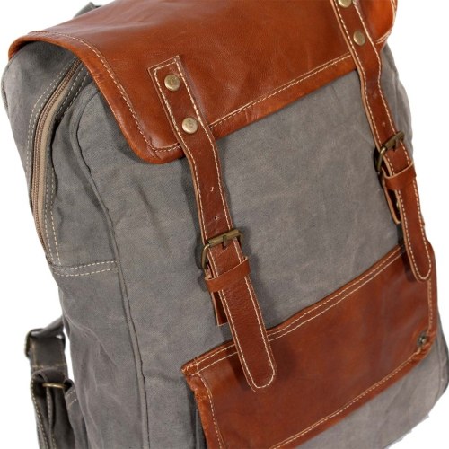 

Backpack Canvas and Real Leather Grey
