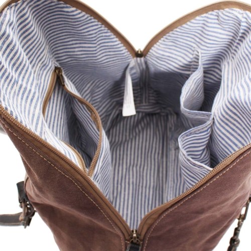 

Hand Bag Canvas and Real Leather Brown