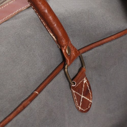

Weekend Bag Canvas and Real Leather Dark Grey
