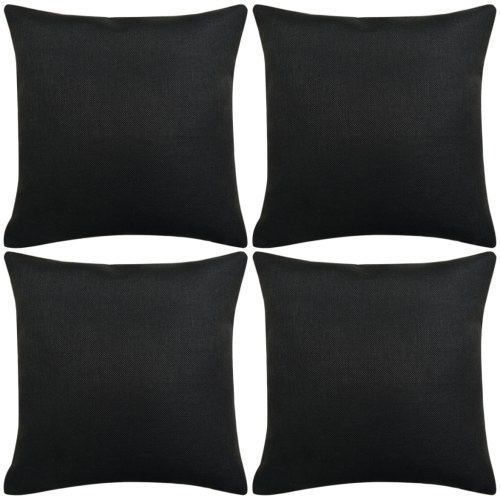 

Cushion Covers 4 pcs Linen-look Black 50x50 cm