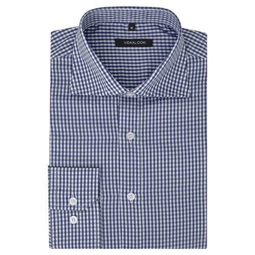 Männer Business Shirt Weiß und Marine Check Größe L