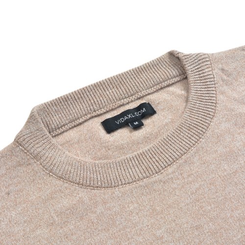 

Men's Pullover Sweater Round Neck Beige L