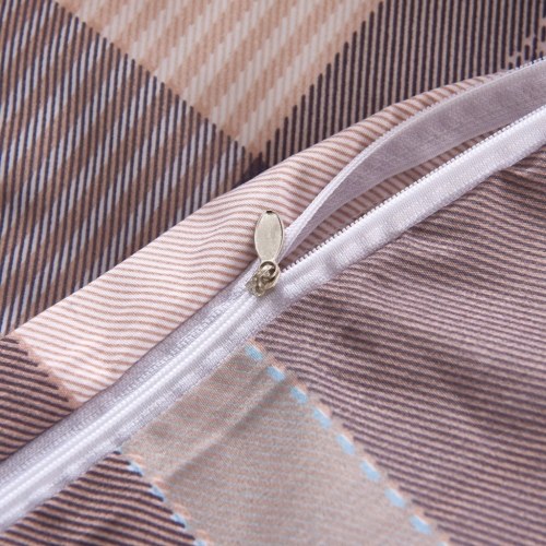 

3 Piece Duvet Cover Set Khaki Checkered Print 240x220/80x80 cm