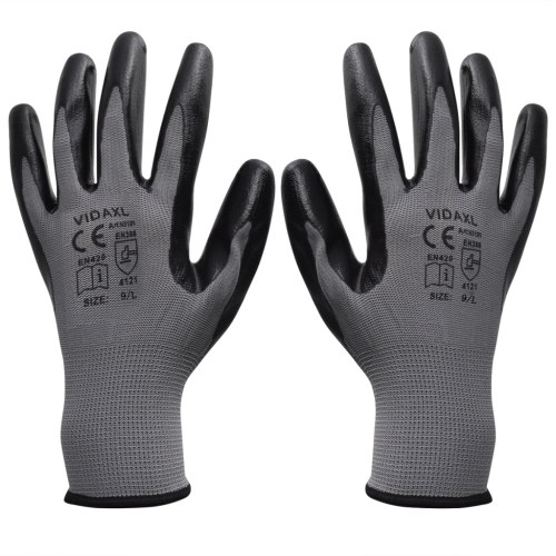 

working nitrile gloves 24 Pairs Gray and Black size 9 / L