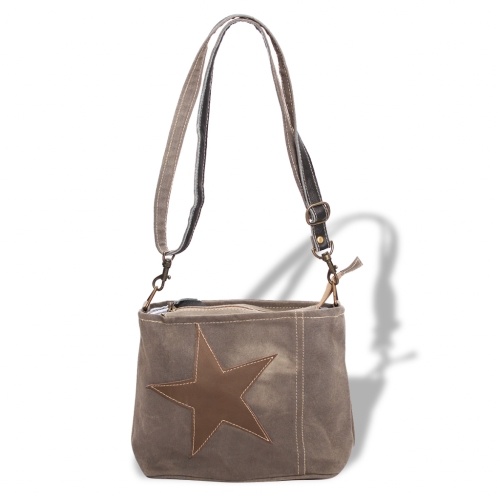  Shoulder bag Canvas and real leather Gray