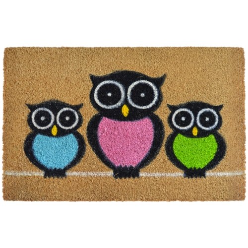  Entrance carpet Coconut fiber 15 mm 40 x 60 cm Owls