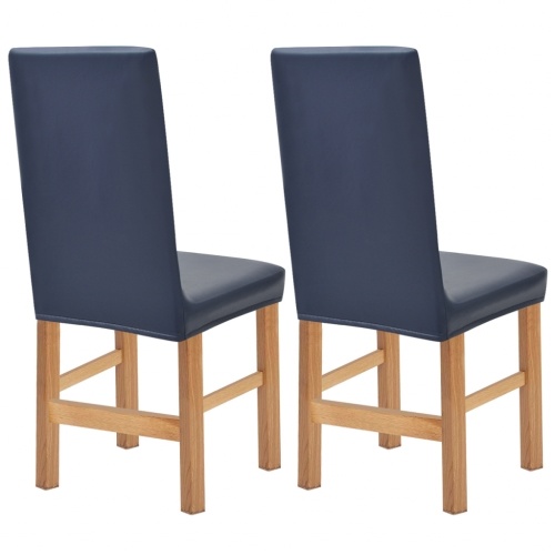 

2 Piece Stretch Chair Covers Faux Suede Navy Blue