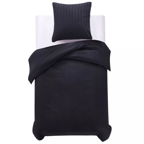 Quilt cover 2 pcs Satin cotton Black 140x200 / 60x70 cm