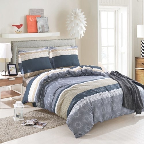 

3pcs Duvet Cover Set Striped Floral Pattern 200x220 / 60x70cm