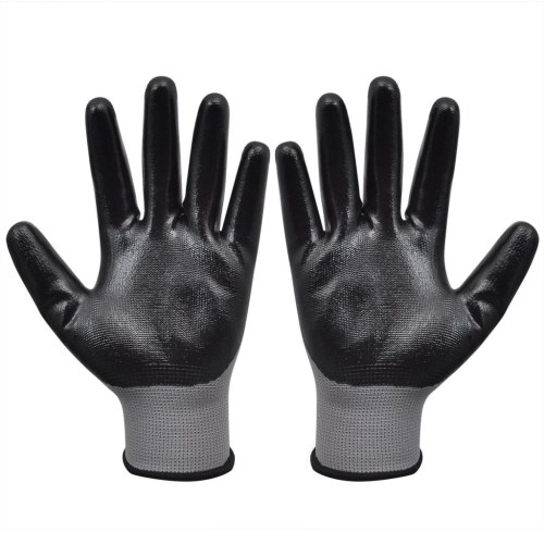 

Work Gloves Nitrile 24 Pairs Gray and Black Size 9/L