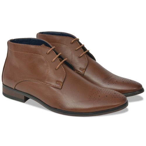 

Men's ankle boots with brown laces T 45 PU leather