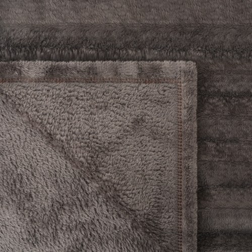 

Set of cushion covers and blanket 3 pieces gray synthetic hair