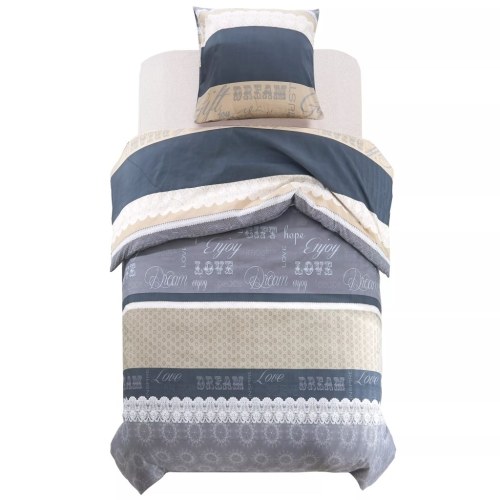 

Duvet cover 2 pieces striped floral print 140x220 / 60x70cm