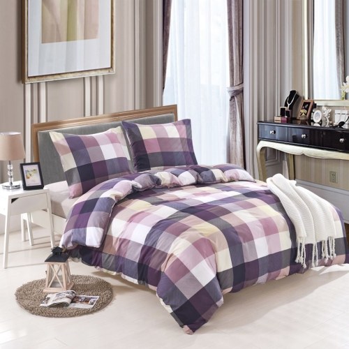 

Duvet cover 3 pieces plaid purple 240x220 / 60x70 cm