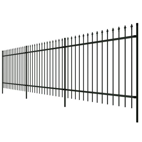 Ornamental Security Palisade Fence Steel Black Pointed Top 2'