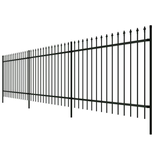 

Ornamental Security Palisade Fence Steel Black Pointed Top 2' 7"