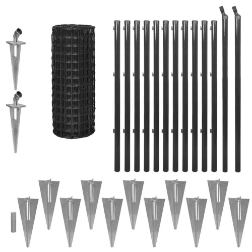 Set of Euro-Fence with ground stakes 25x1 m steel gray