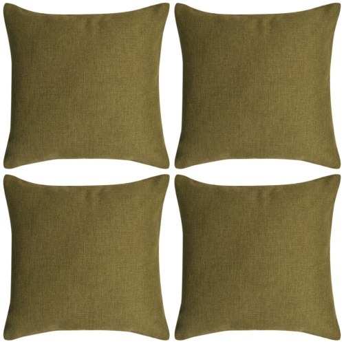 Set of 4 Pillowcases in Green Linen 50x50 cm