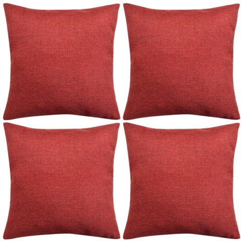 

Set of 4 Pillowcases in Linen-like Red Burgundy 50x50 cm