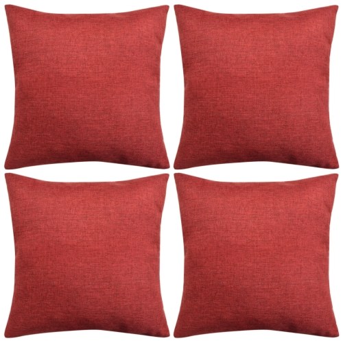 

Set of 4 Pillowcases in Linen-like Red Burgundy 80x80 cm