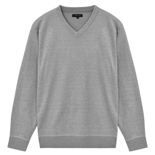 

Men's V Neck Sweater Gray L