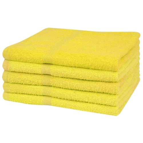 5 Pcs Towels Shower 100% Cotton 360 g / m² 70x140 cm Yellow