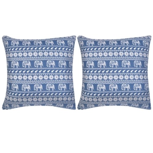 Decorative Pillow 2pcs in Canvas with Elephant Print 45x45cm