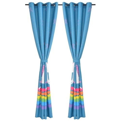 

2 Pcs Blackout Curtains Printed for Children 140x240 cm Blue