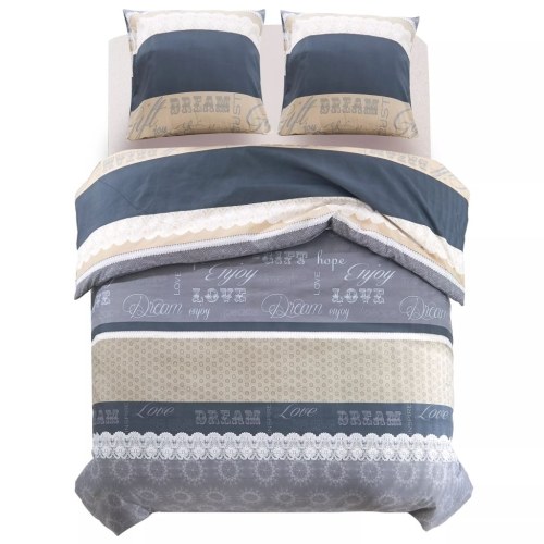 

3 Pcs Duvet Set Floral Print Stripes 200x220 / 80x80 cm