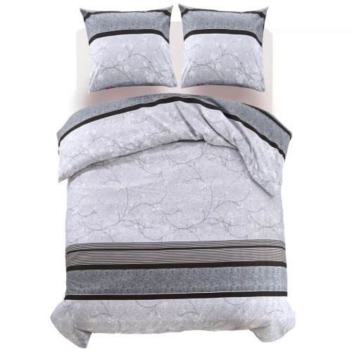 

3 Pcs Duvet Set Floral Print Striped 200x200 / 80x80 cm