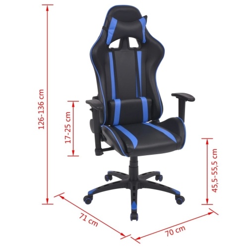  Silla de oficina inclinable racing imitación cuero azul