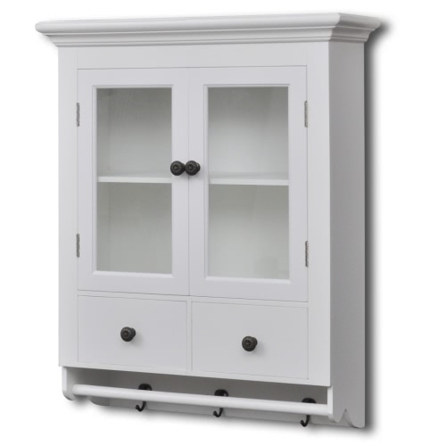 White Wooden Kitchen Wall Cabinet with Glass Door