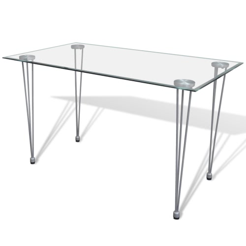 Mesa de jantar Mesa de jantar com placa de vidro transparente