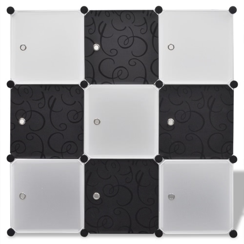 

Black-white Storage Cube Organiser with 9 Compartments 110x37x110 cm