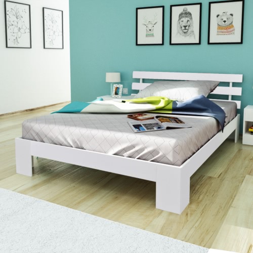 White Solid Pinewood Bed 200 x 140 cm