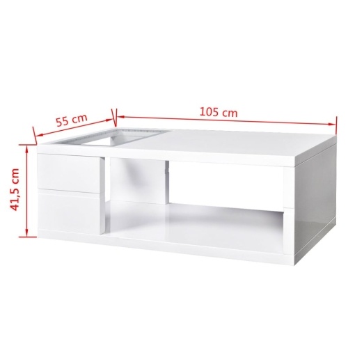

Coffee table LED high gloss white 105 x 55 x 41.5 cm