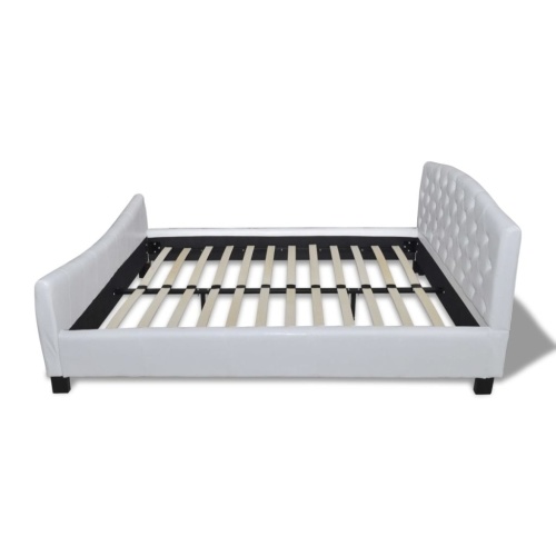 

Double bed with mattress imitation leather white 180x200 cm