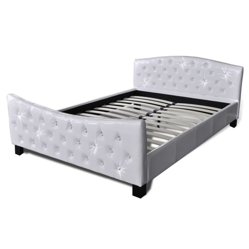 

Двуспальная кровать с матрасом из искусственной кожи белого цвета 140 x 200 см