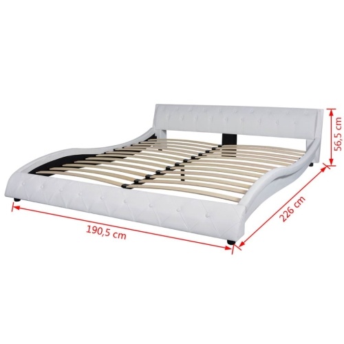 Bed with mattress imitation leather 180 x 200 cm white