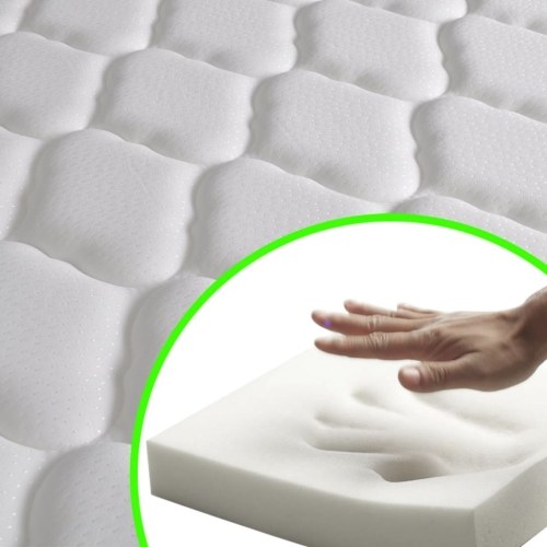 Colchón LED para cama y espuma con forma de cuero sintético de memoria, 180 cm, blanco, negro