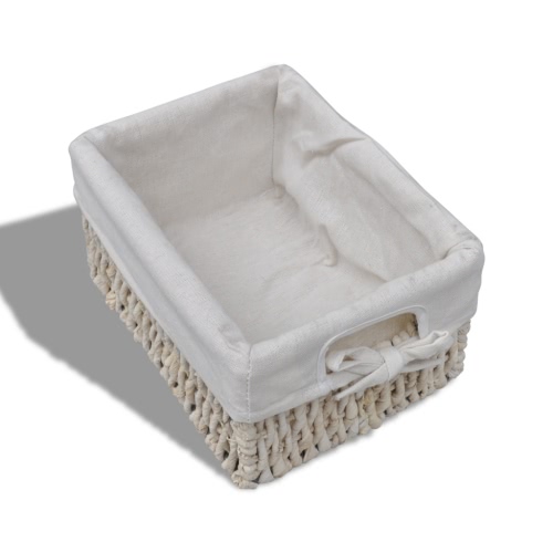 

White Wooden Storage Rack 4 Weaving Baskets